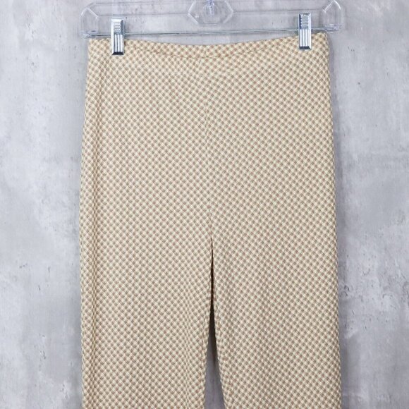Le Lis Leggings‎ Womens Size Small Tan Flare Leg Textured Plaid Lounge Stretch - Picture 2 of 6